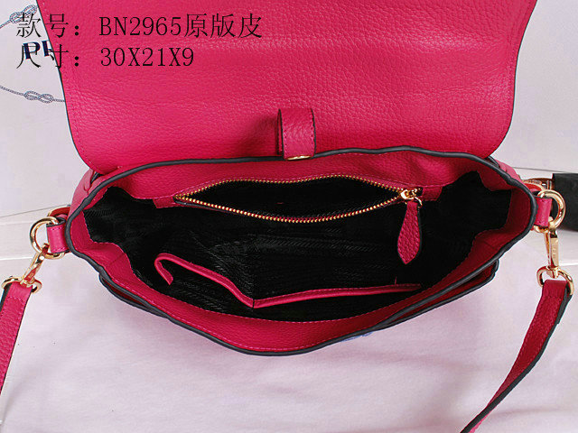 2014 Prada calfskin flap bag BN2965 rosered for sale - Click Image to Close